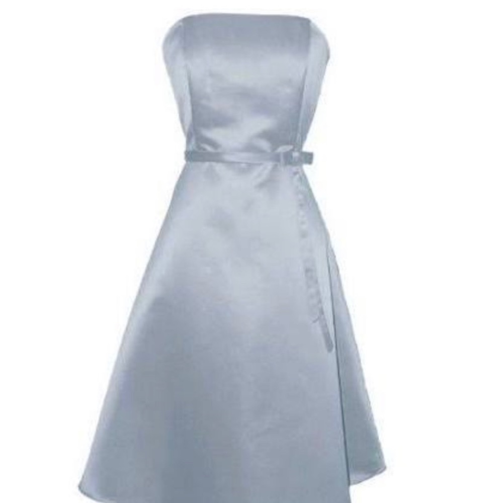 Jessica McClintock silver blue satin dress 6
